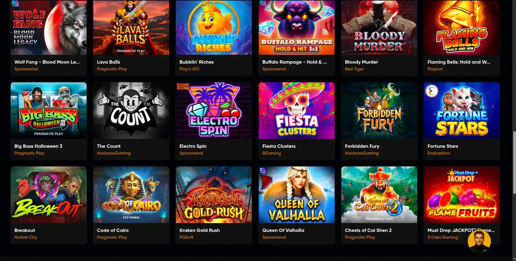 Интерфейс Вулкан Старс казино с играми и бонусами